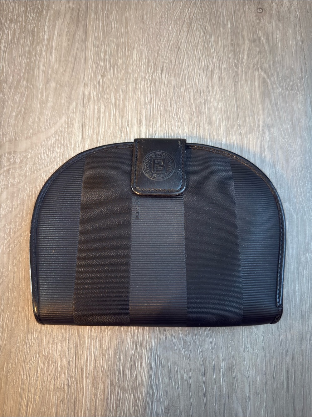 RARE Fendi Pequin Half Moon Wallet Black